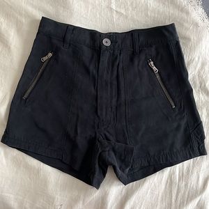 J Brand black high rise twill shorts with zipper pockets. US 25.